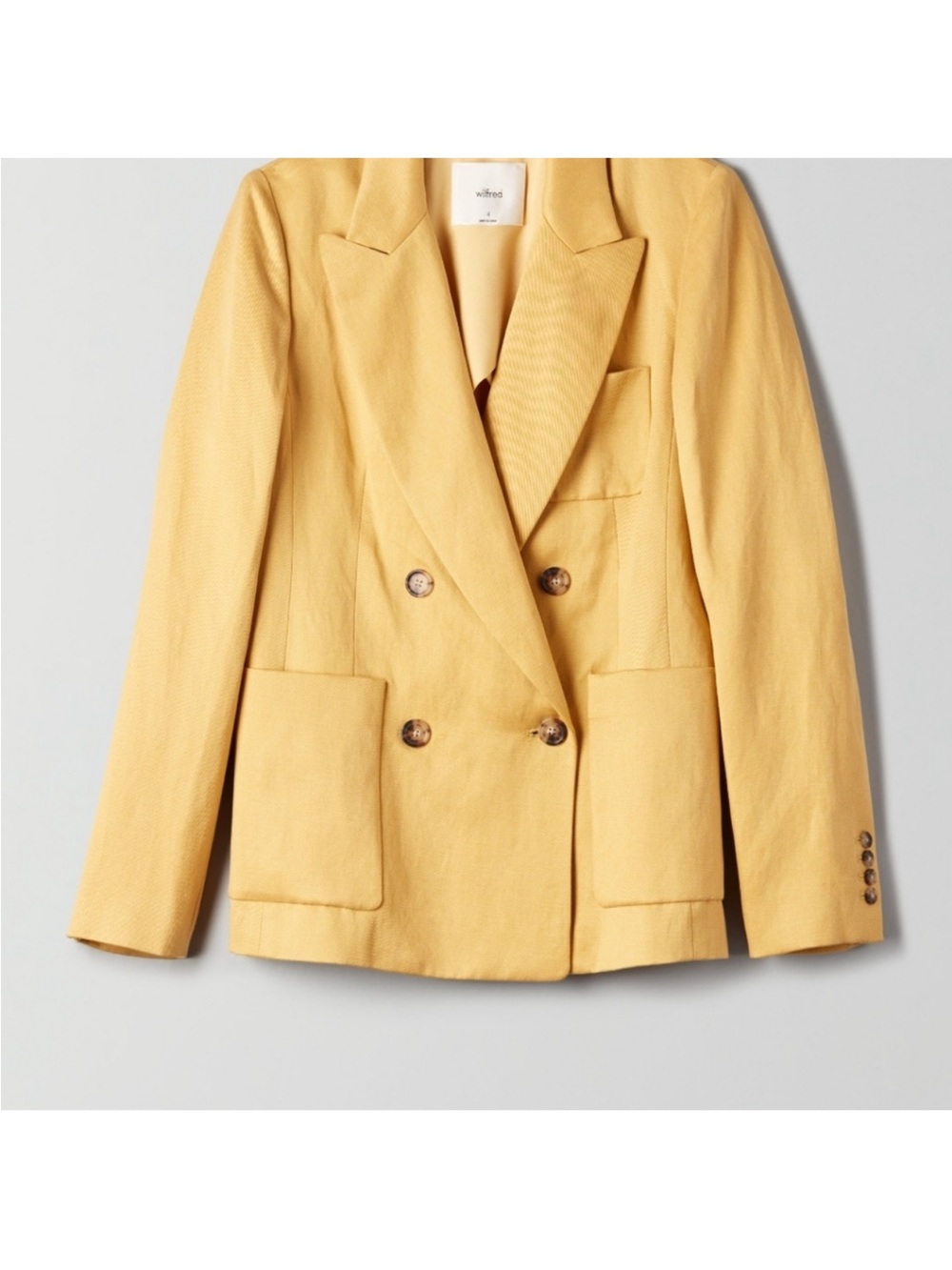 Wilfred Double-Breasted Yellow Blazer size 2